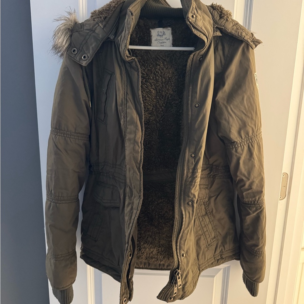 American Eagle Outfitters Brown Faux Fur Coat